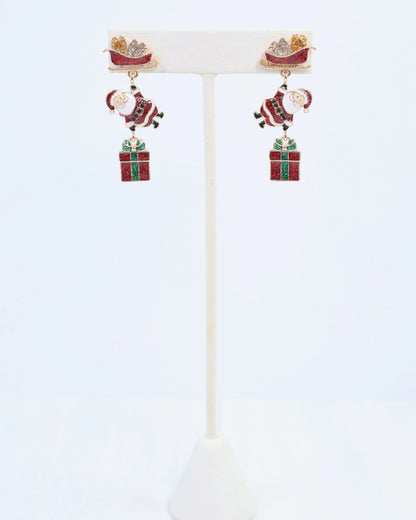 Santa on his Way Earring Red