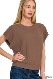 Round Neck Short Dolman Sleeve Top