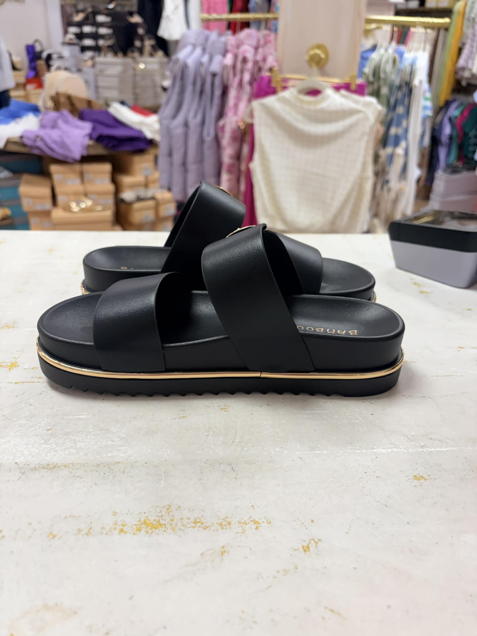 SALABLE- Black Double Strap Buckle Sandal