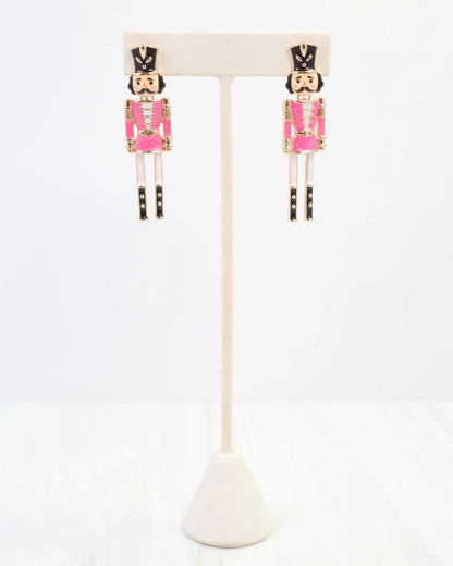 Naughty or Nice Nutcracker Earring Hot Pink