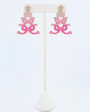 Cheerful Bow Tree Earrimg Pink