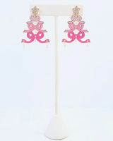 Cheerful Bow Tree Earrimg Pink