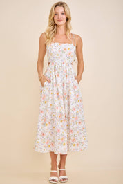 So Spring!- Scallop Edge  Floral Midi Dress