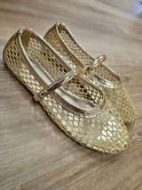 MEGHAN- MESH SANDALS W/GOLD STRAP