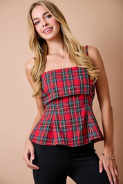 Plaid Fit & Flare Top