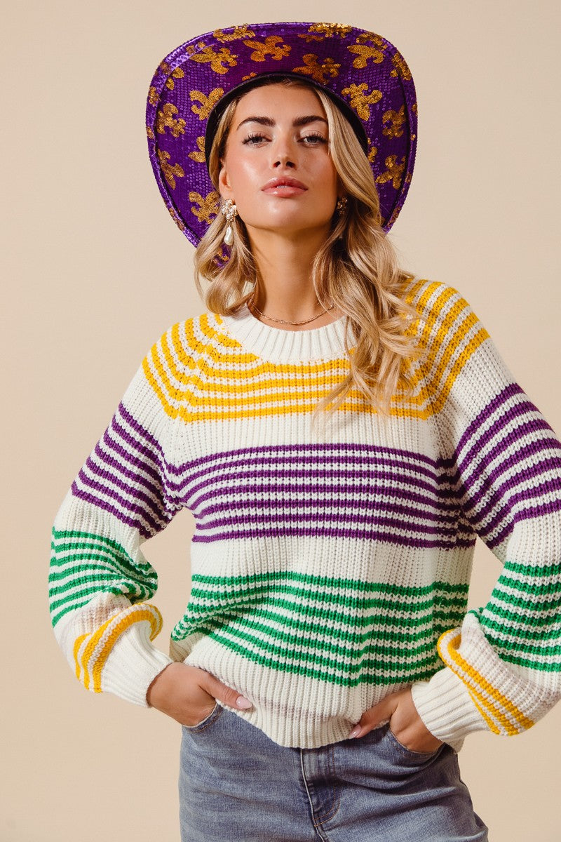 Choctaw- Striped Raglan Sweater