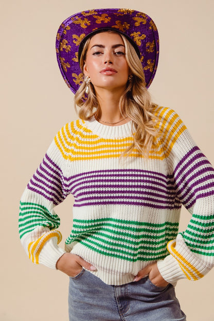 Choctaw- Striped Raglan Sweater