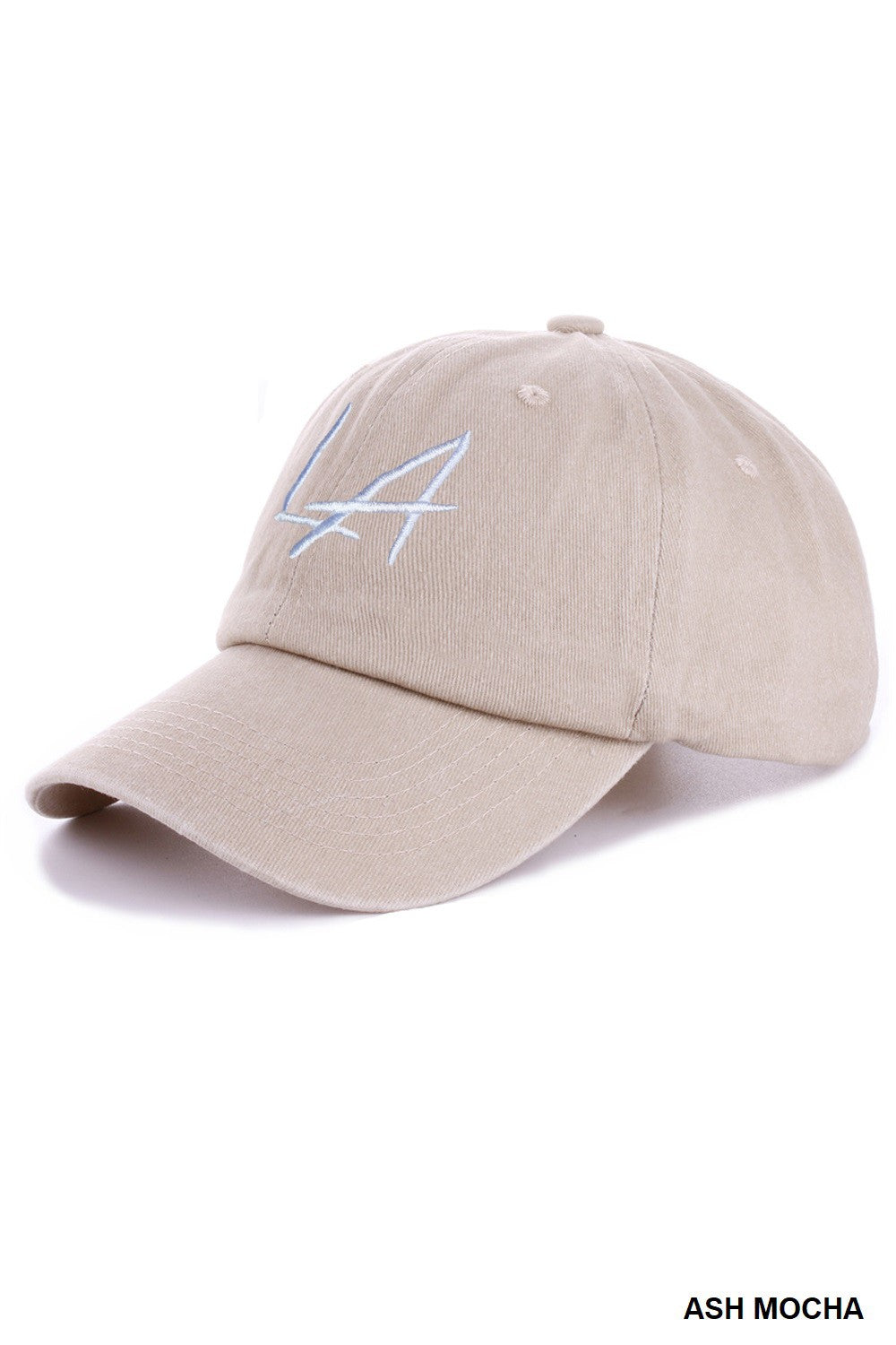 Washed Embroidered City Cap - Ash Mocha LA