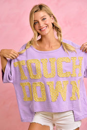 GAMEDAY THEME POLKA DOT PATCHES SHORT SLEEVES TOP