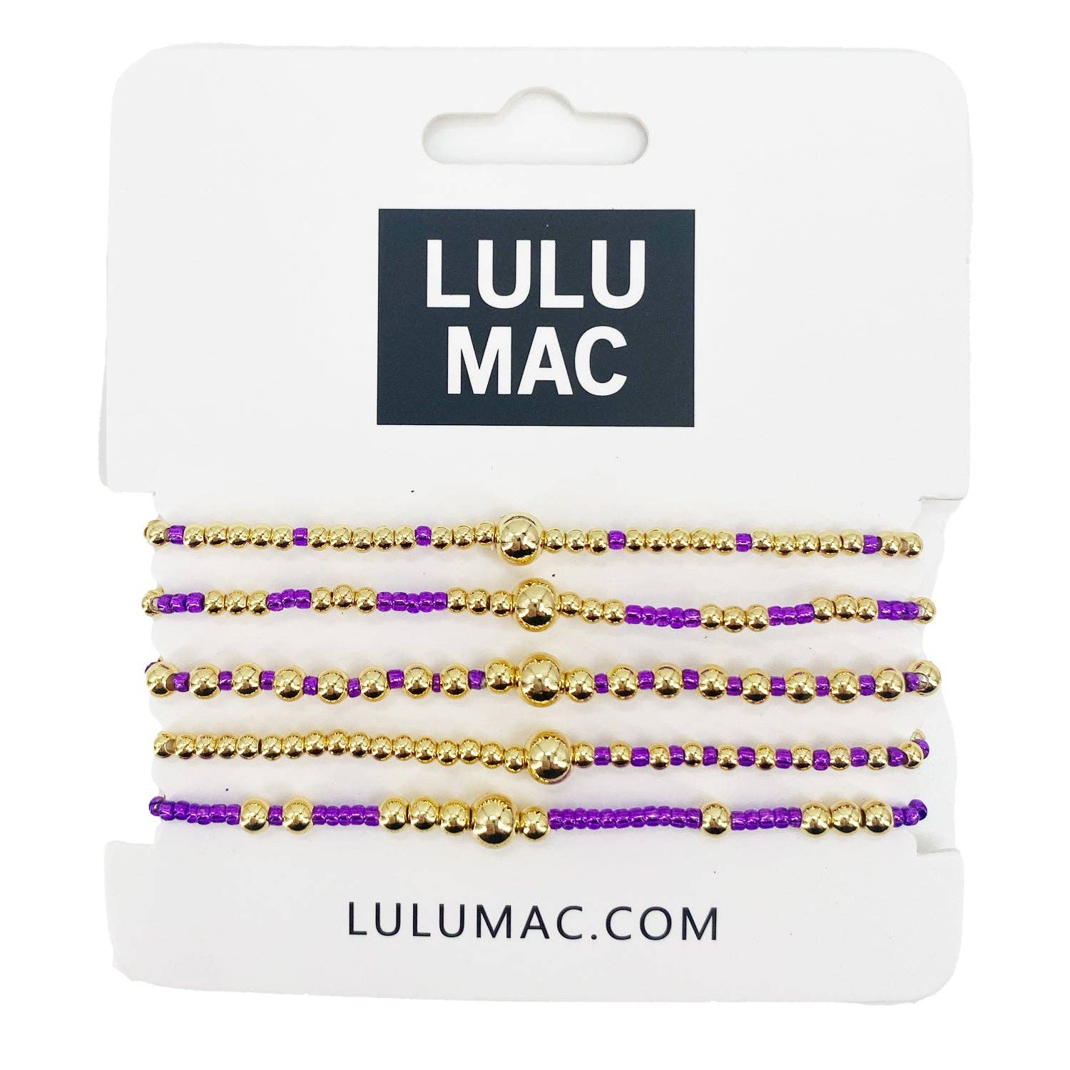 LULU MAC Purple & Gold Beaded Bracelet Set