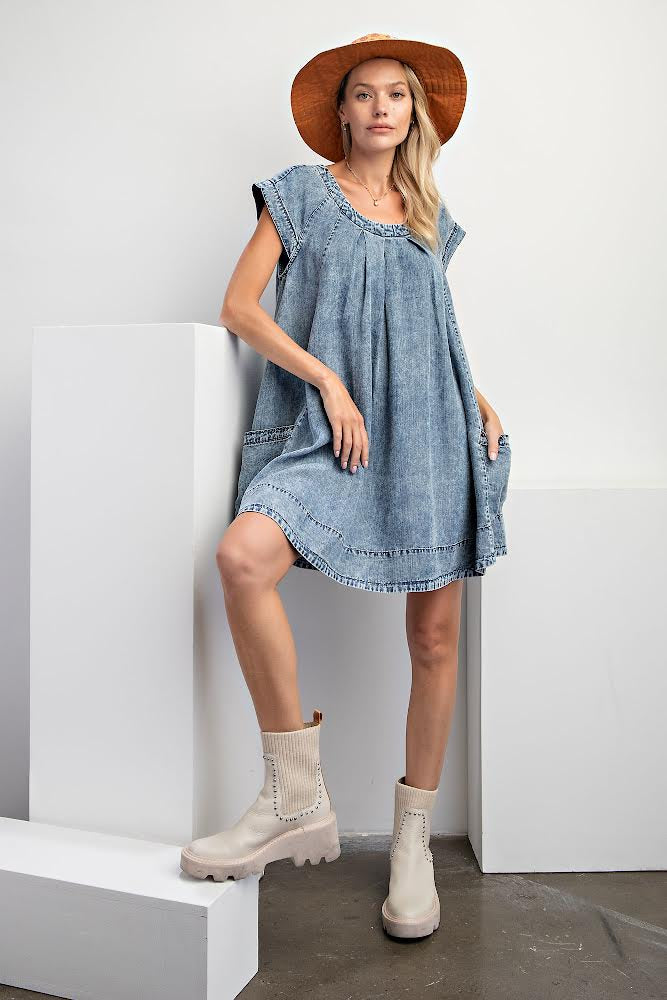 Washed Denim Dress