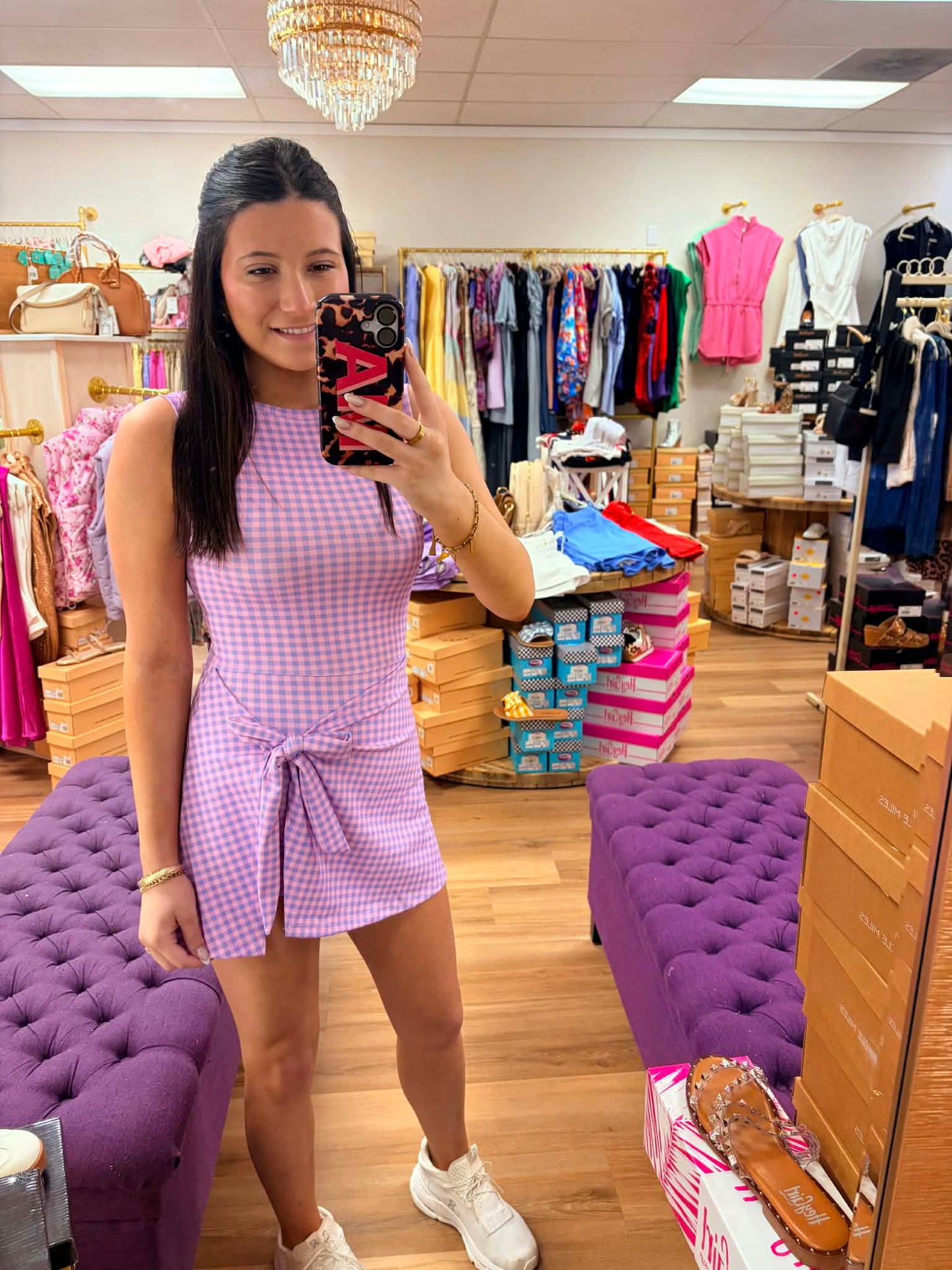 KIMBERLY- Tie Waist Romper Skort With Built in Shorts