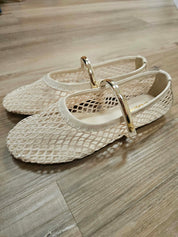 MEGHAN- MESH SANDALS W/GOLD STRAP
