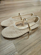 MEGHAN- MESH SANDALS W/GOLD STRAP