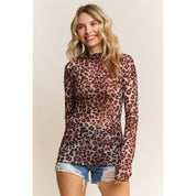 CHIC ANIMAL PRINT MESH TOP