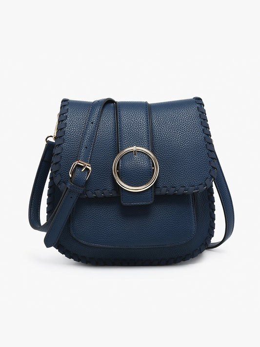 Sandra Buckle Flapover Crossbody- NAVY