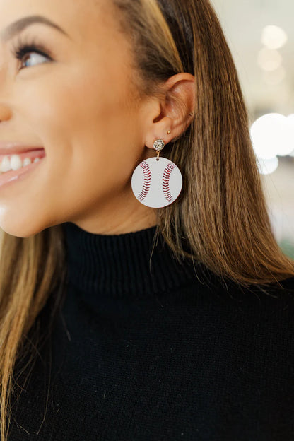 Taylor Shaye Acrylic Baseball Earrings