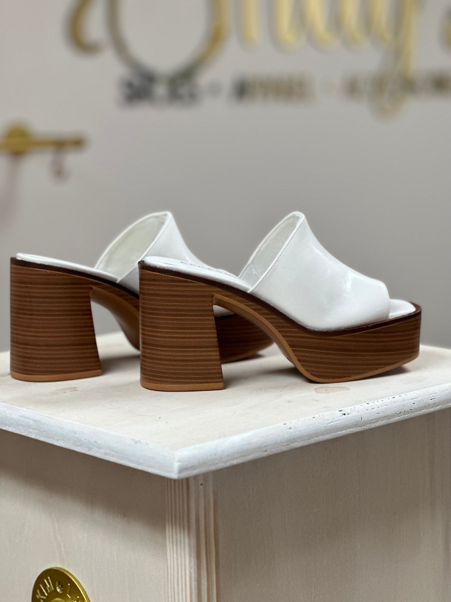 Post Platform Heels - WHITE