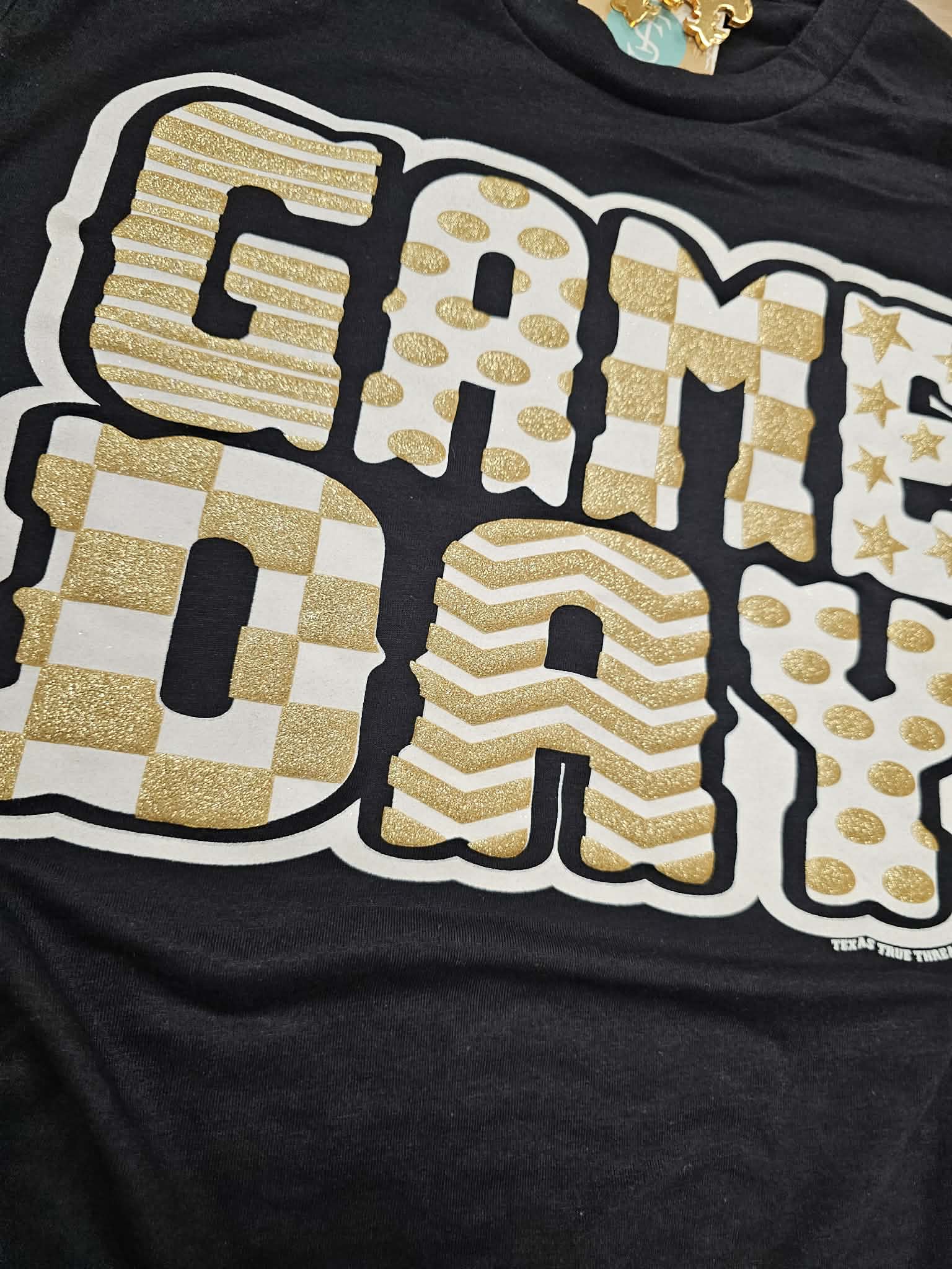 Funky Game Day Tee with Glitter Puff