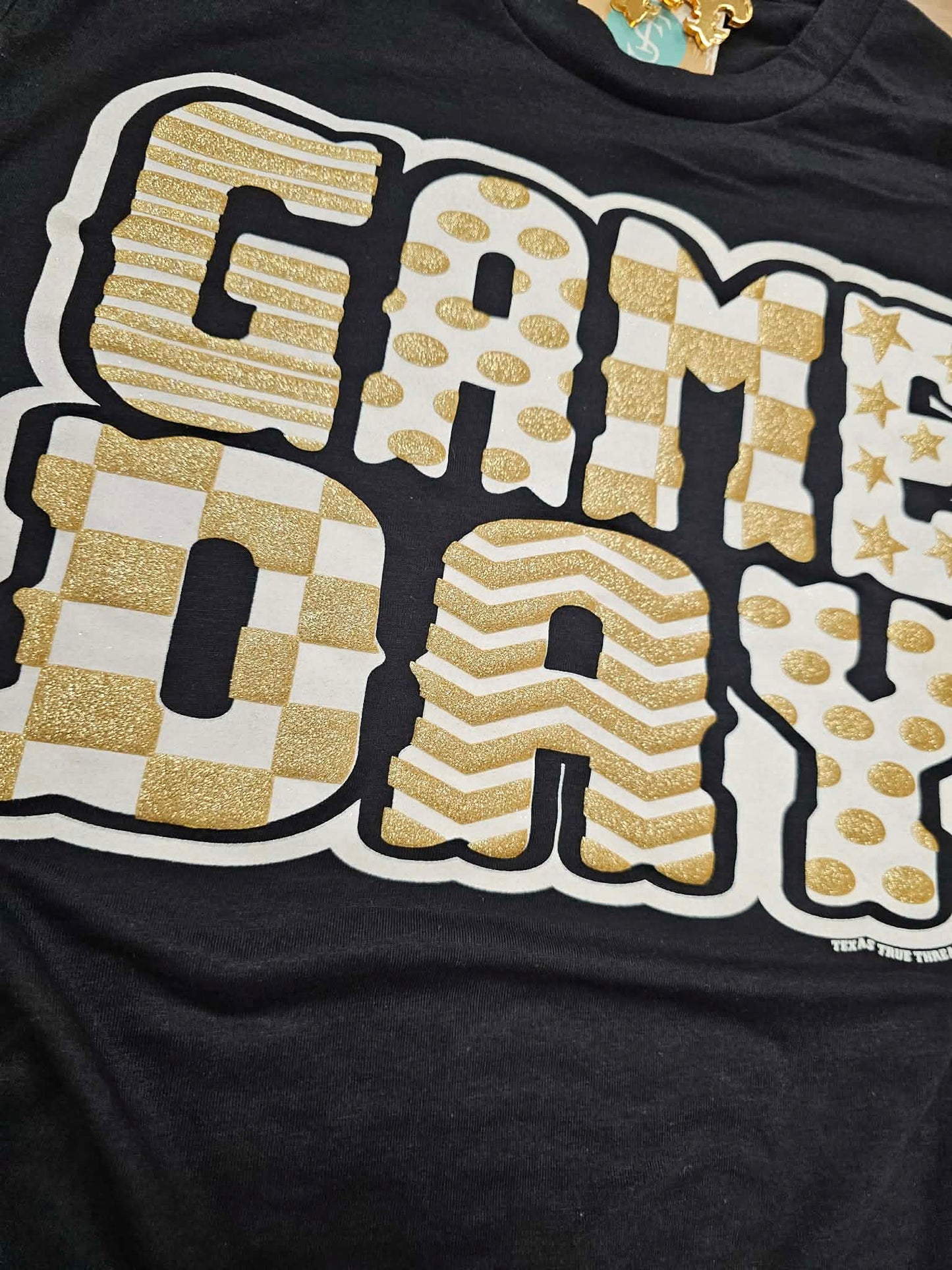 Funky Game Day Tee with Glitter Puff