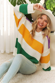 Classic Mardi Gras Stripe Relaxed Pullover