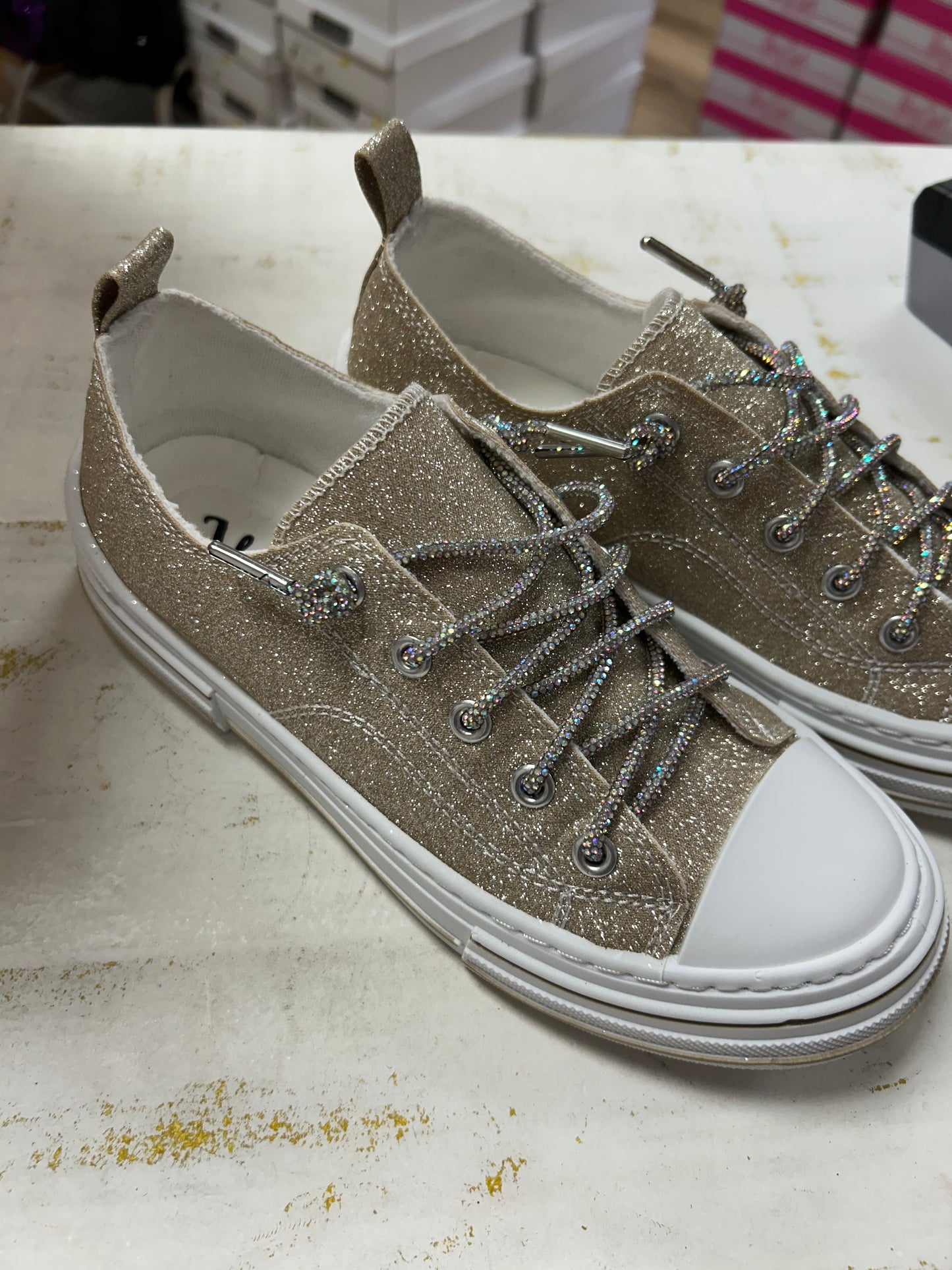 Aman Rhinestone Lace up Tennis