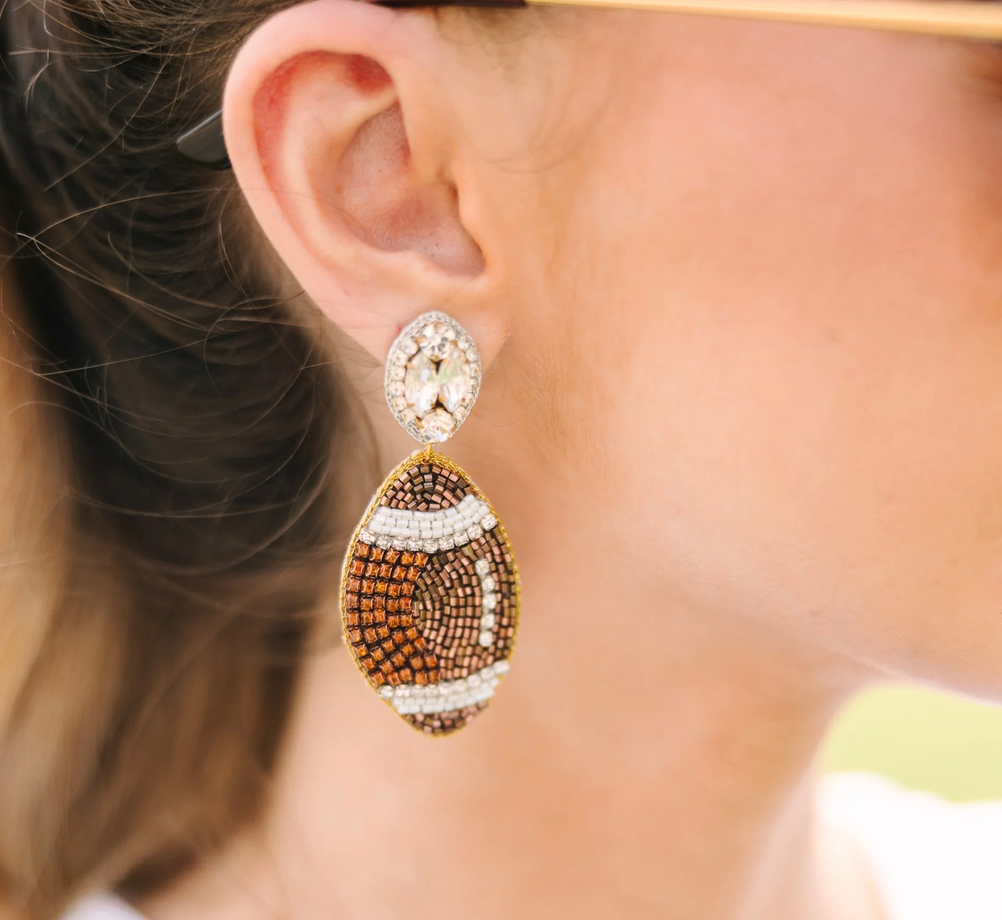 Taylor Shaye Rhinestone Football Earrings