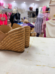 ATTIRE- Tan Mule Wedge