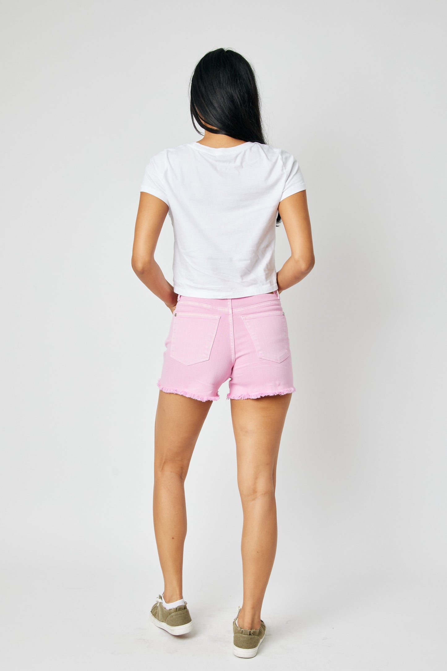 Judy Blue Mid Rise Garment Dyed Shorts