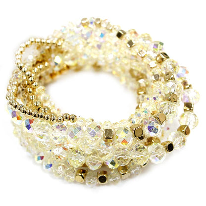 CRYSTAL BEAD MULTI ROW STRETCH BRACELET SET, SB 8406