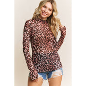 CHIC ANIMAL PRINT MESH TOP