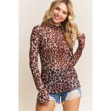 CHIC ANIMAL PRINT MESH TOP