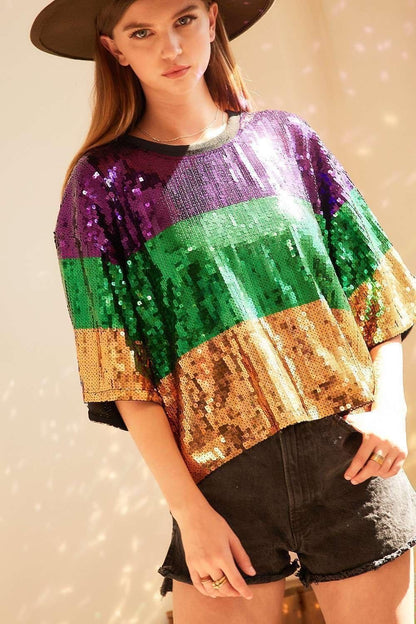 Mardi Gras Sequin Color Block