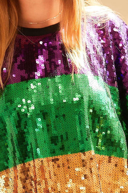 Mardi Gras Sequin Color Block