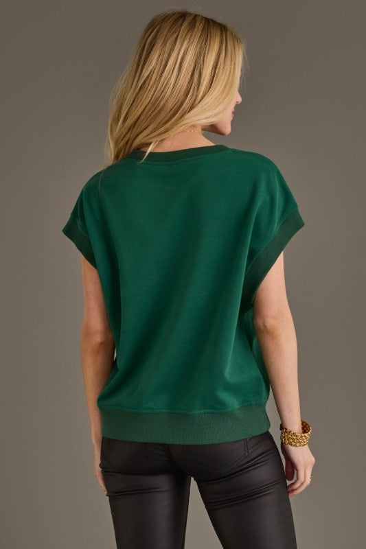 Green & White Gameday Short Sleeve Top