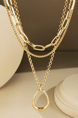 Triple Layer Teardrop Pendant Necklace