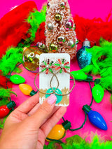 Taylor Shaye-Red/Green Sequin Sunburst Hoops