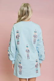 Holiday Nutcracker Dress – Light Blue Christmas Print