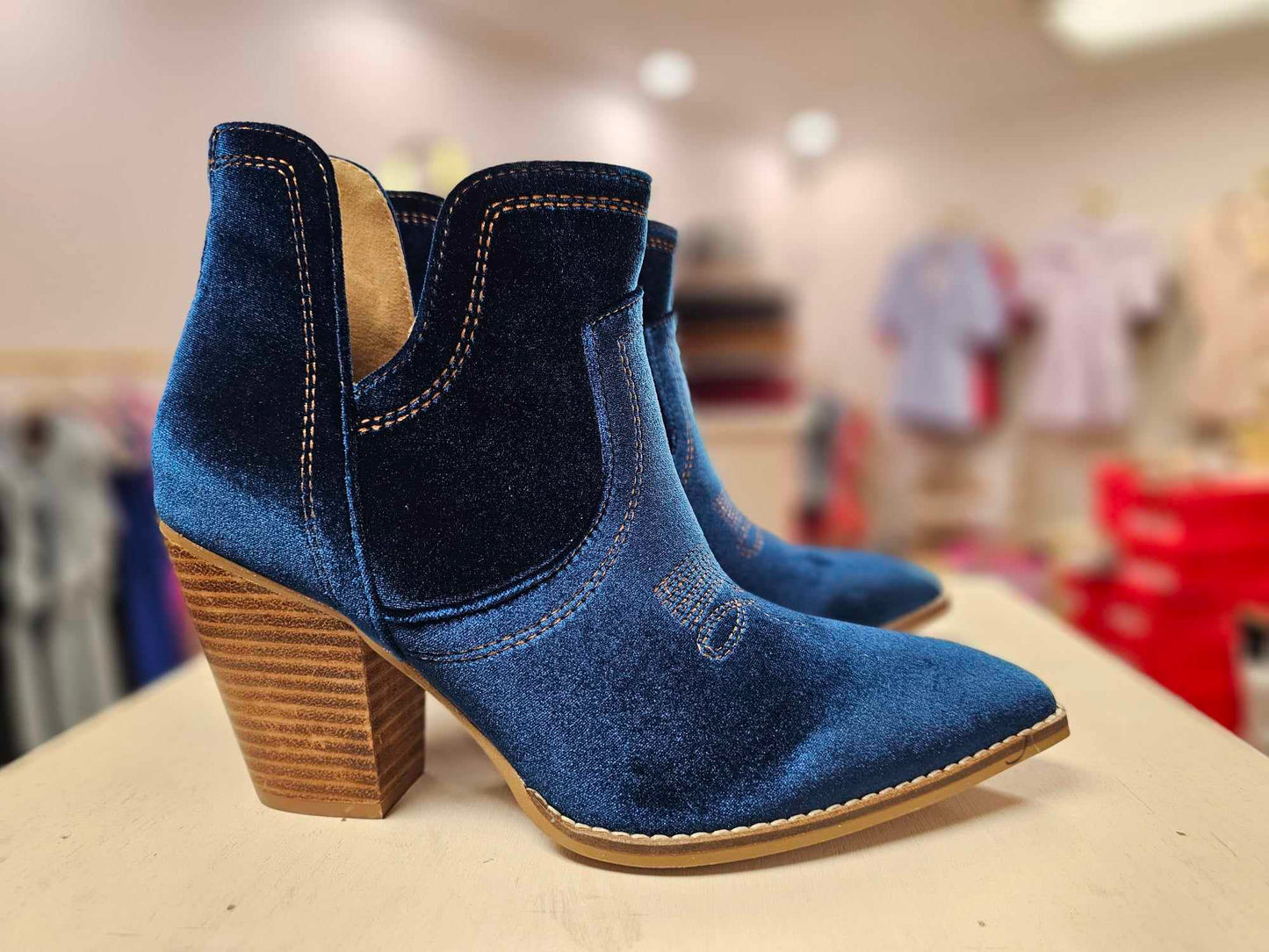 SMOKE SHOW - TEAL VELVET BOOTIE