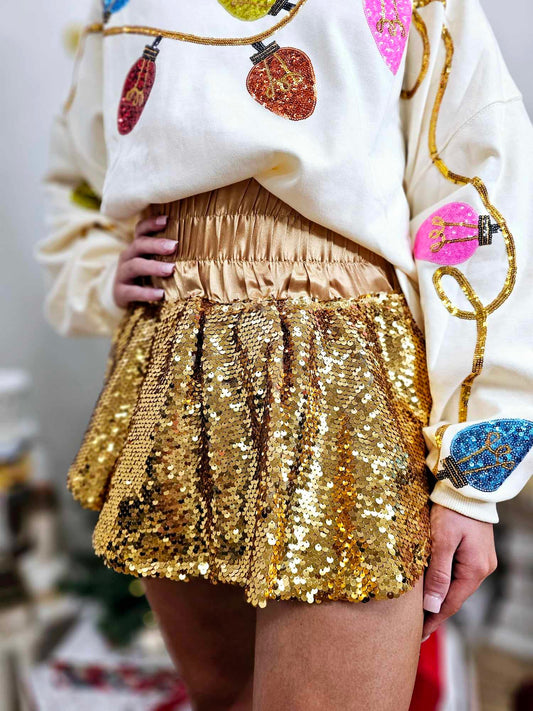 Sequin Skort- GOLD