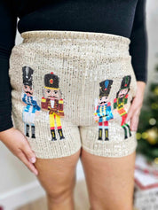 Sequin Nutcracker Shorts- Champagne