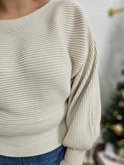 Choose Me - BOAT NECK BALLOON SLEEVE SWEATER