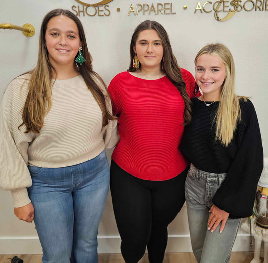 Choose Me - BOAT NECK BALLOON SLEEVE SWEATER