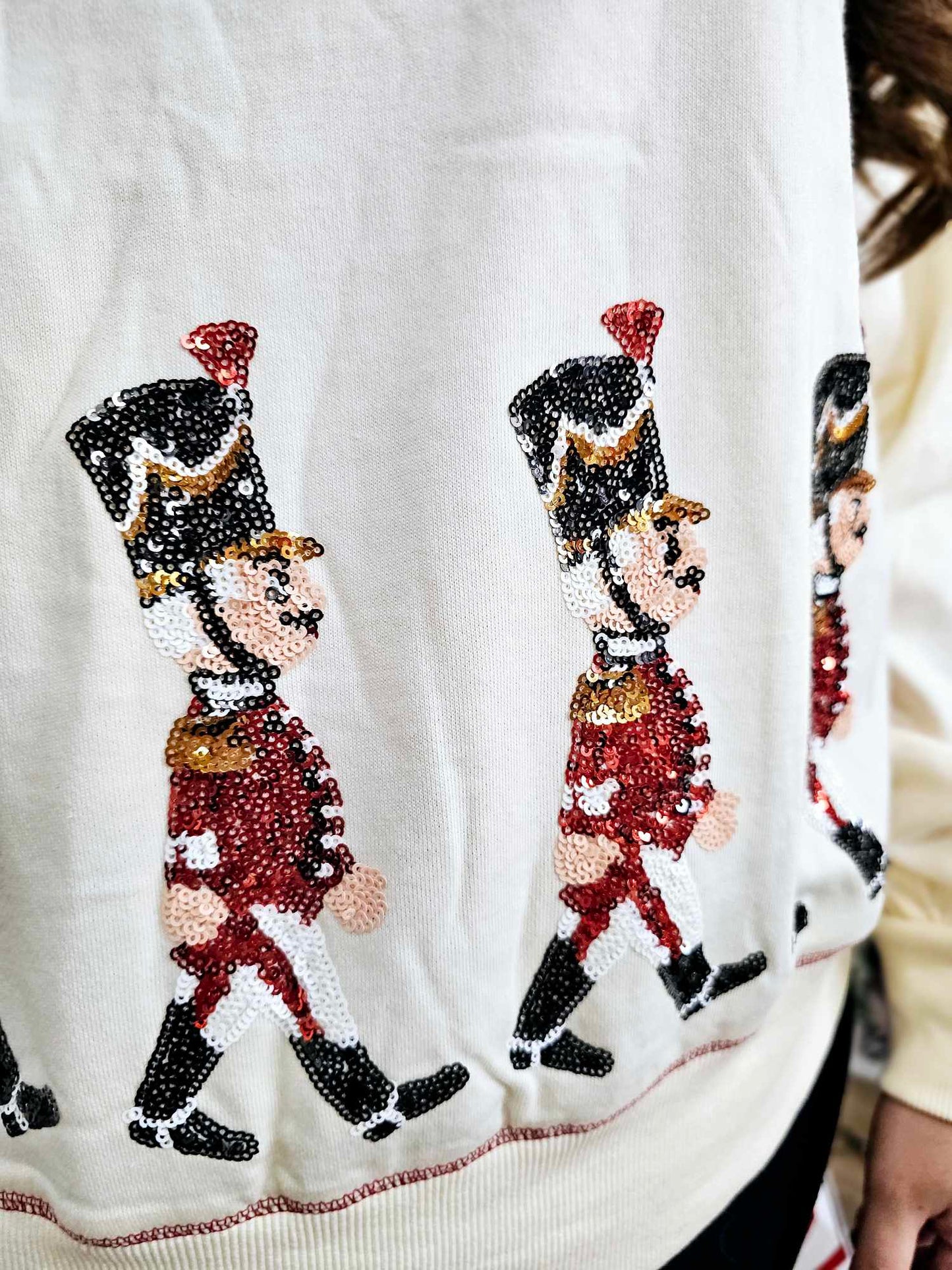 Christmas Soldiers Sequin Embroidery Sweatshirt