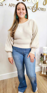Choose Me - BOAT NECK BALLOON SLEEVE SWEATER
