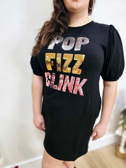 Pop Fizz Clink- Sequin Fleece Dress