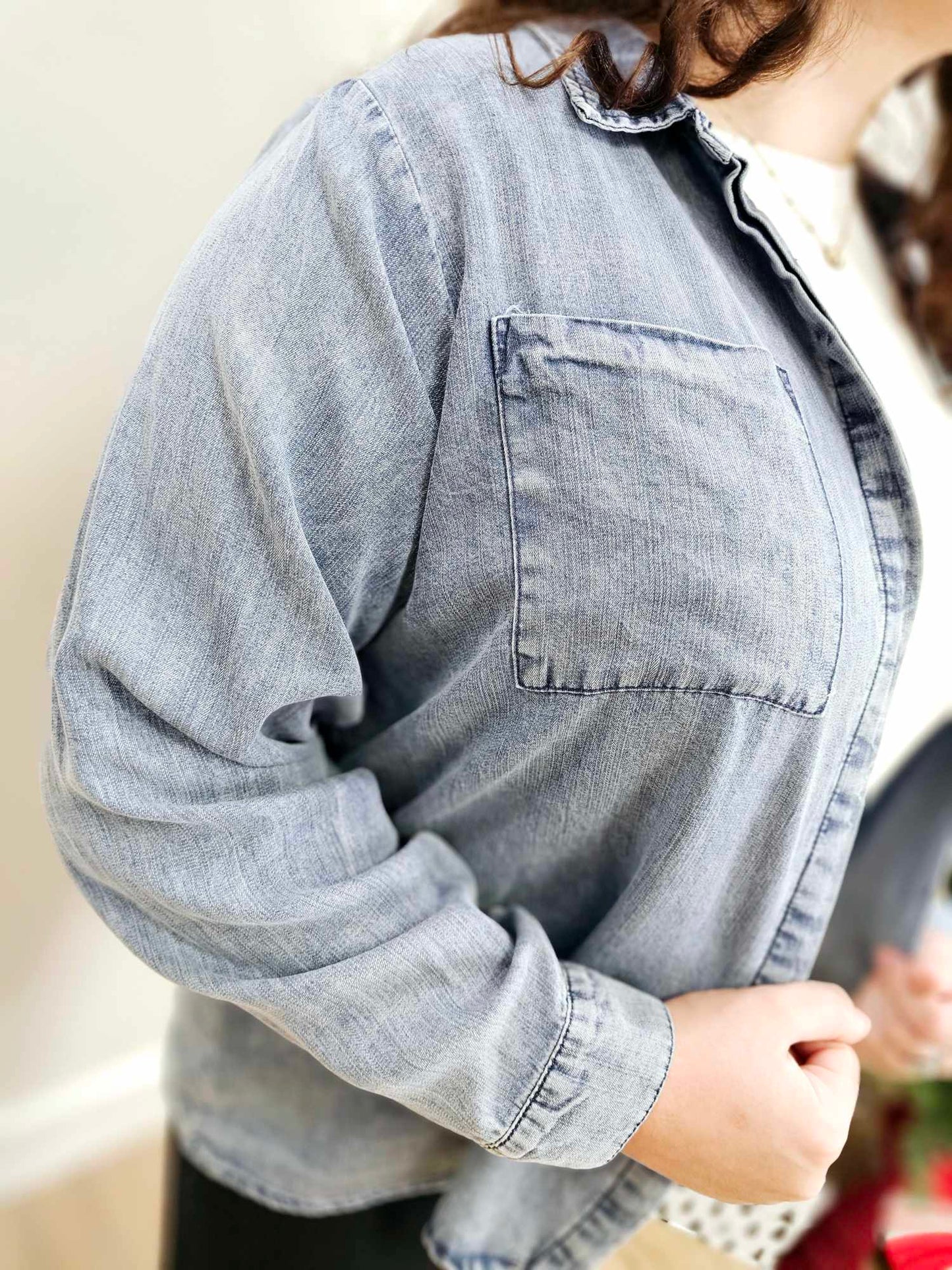 Over It Denim Top