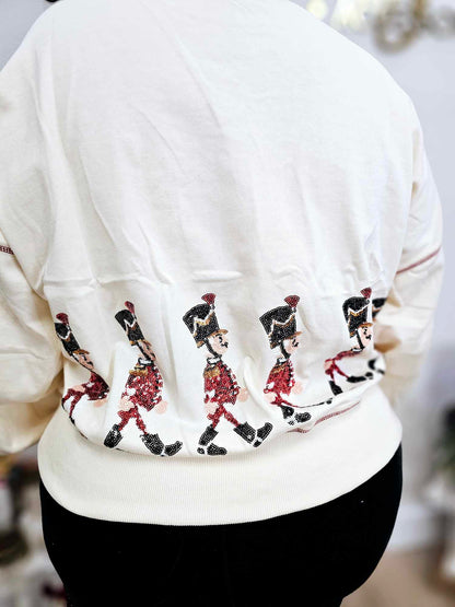 Christmas Soldiers Sequin Embroidery Sweatshirt