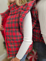 CHRISTMAS PLAID RUFFLED PUFFER VEST