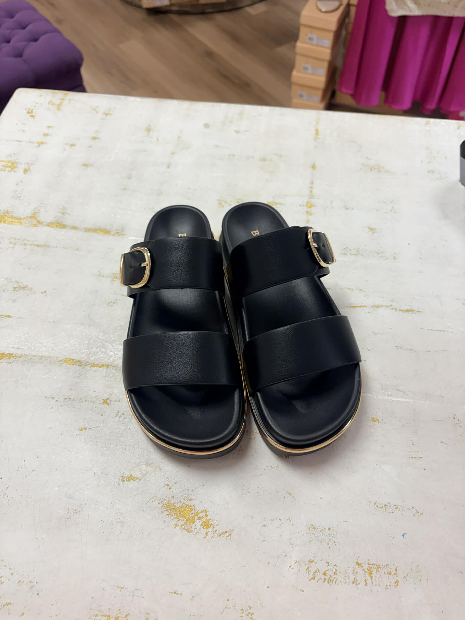 SALABLE- Black Double Strap Buckle Sandal